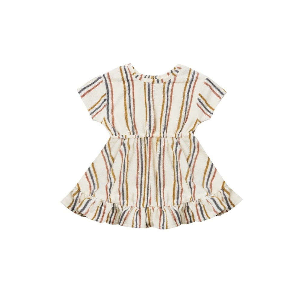 Quincy Mae Terry Dress Set - Ivory/Retro Stripe, size 2-3 NWT